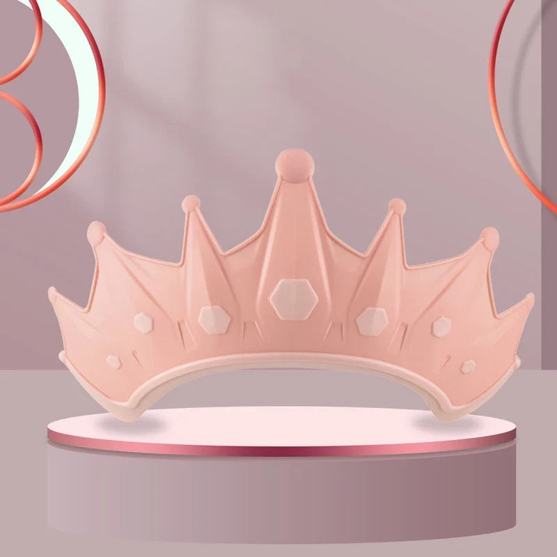 Children Waterproof Shampoo Cap Crown Baby Shower Cap Adjustable Size Cartoon Bath Visor Infant Hair Shield Ear Protection