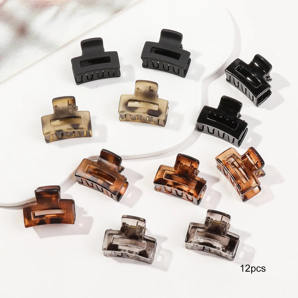 12pcs Mini Flower Hair Clips Pack for Women - Creaseless Styling Claw Clips for Bangs and Tiny Hair Styling