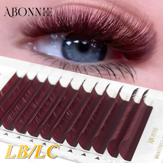 ABONNIE Burgundy Lashes LB LC Curl Wine Red Brown Color Eyelash Extensions Ultra Soft Colorful Individual Lashes