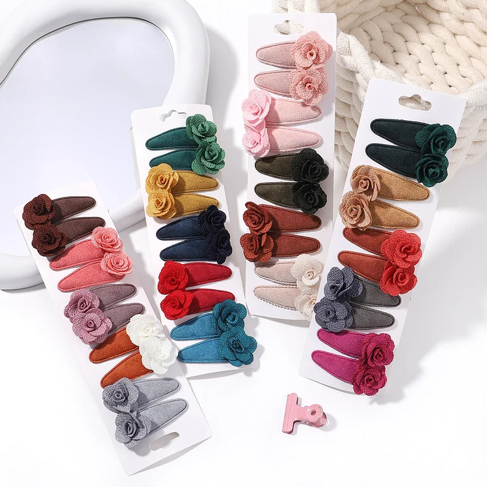 10Pcs/Lot Fresh Print Cotton Alloy Hair Clips for Kids Fabric Plaid BB Hairpins Girl Hairgripe Headwear Baby Hair Accessories