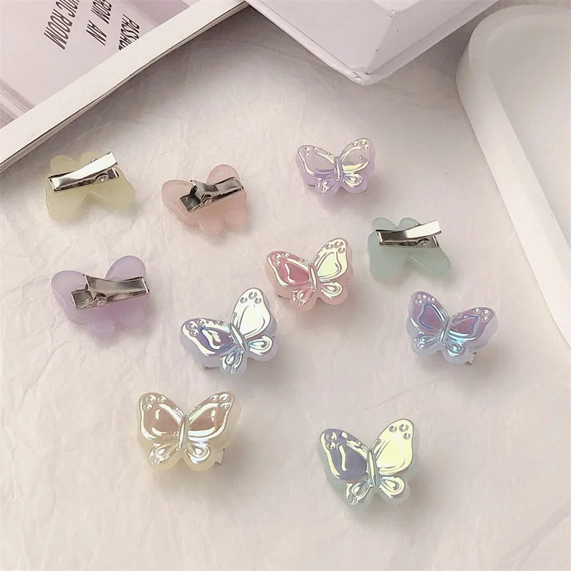 10Pcs/Lot Girls Hair Accessories Colorful Butterfly Hairpin Fairy Side Bangs Front Duckbill Plaited Hair Clip Children Headdress