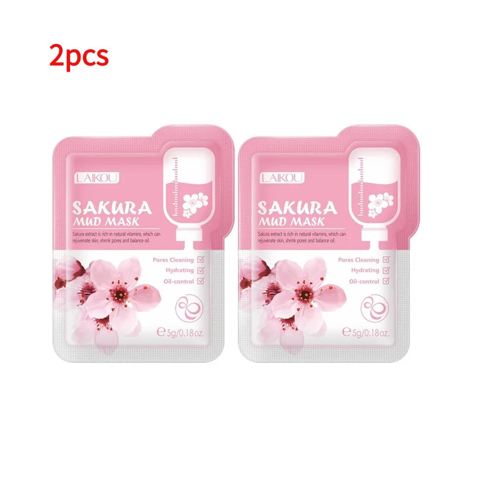Japan Sakura Mud Face Mask Deep Cleansing Remove Blackheads Oil-Control Clay Mask Moisturizing Deep Cleansing Facial Skin Care