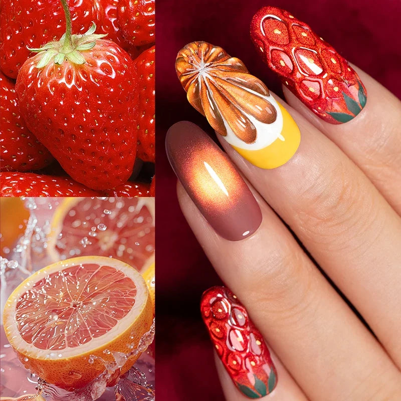 AWStorG 7.5ML Glass Cat Eye Fruit Color Magnetic Gel Nail Polish Vernis Semi Permanent Soak Crystal Gel Polish For Nails