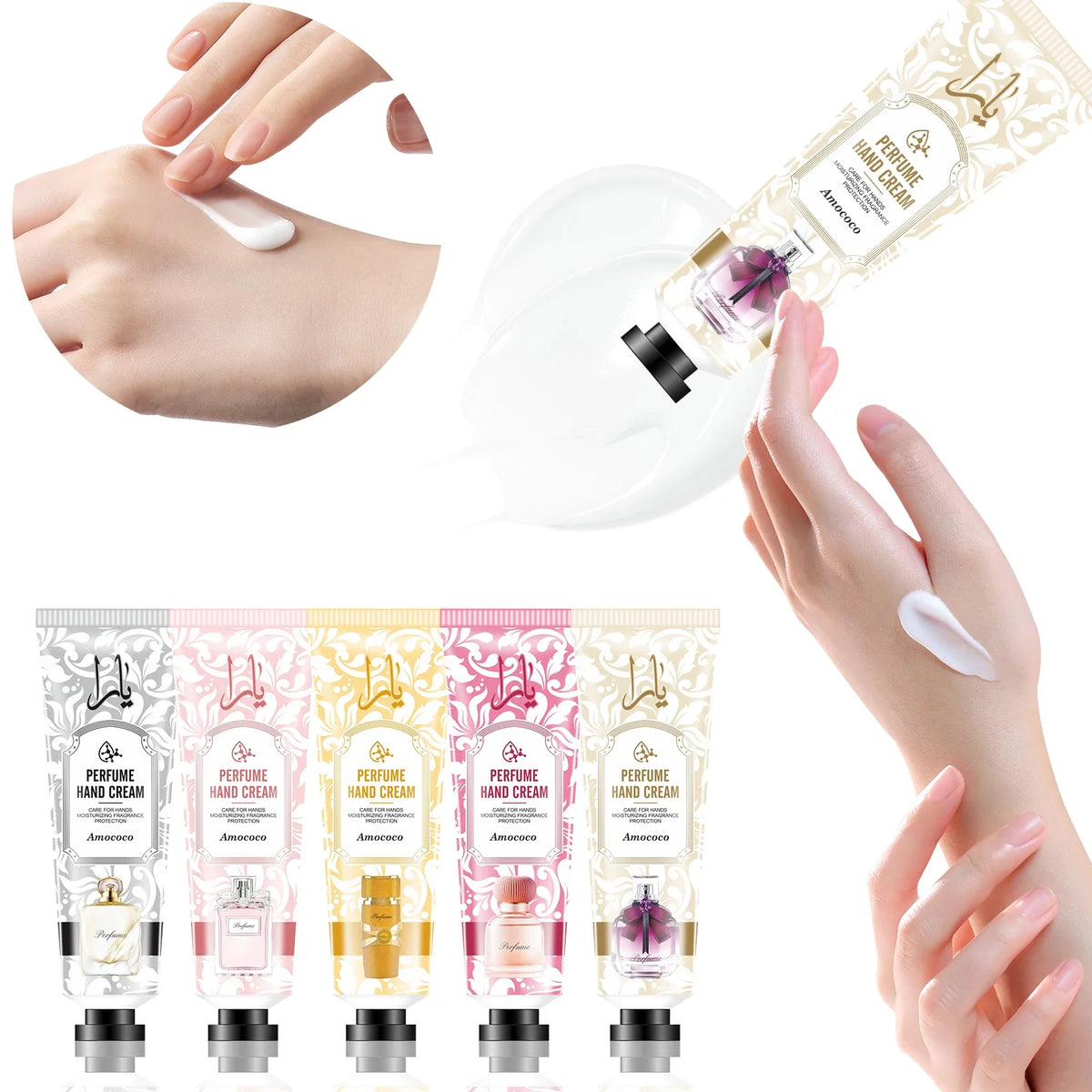 Amococo Perfume Hand Cream Set Moisturizing Hand Lotion Gift Box For Women Travel Size Hand Care Kit