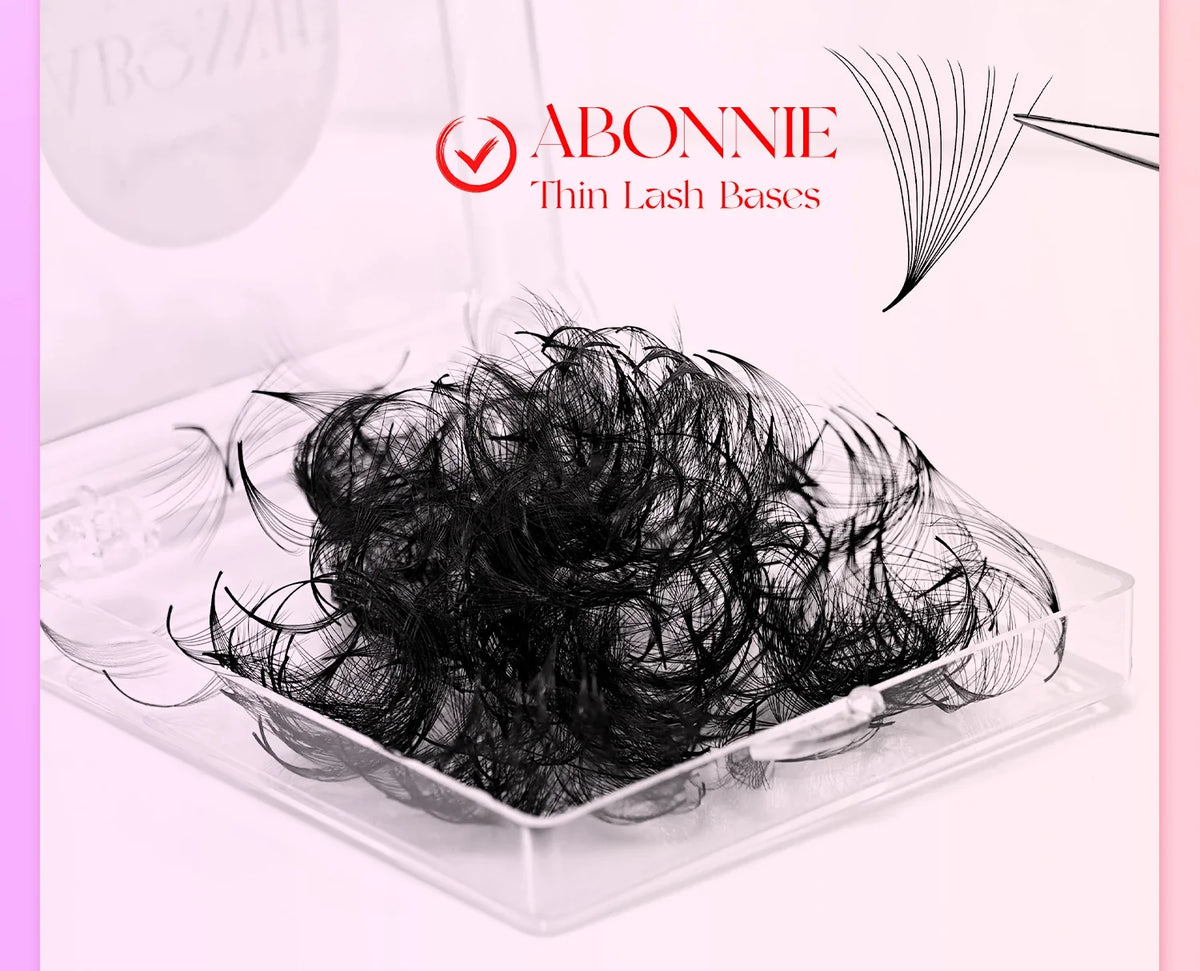 ABONNIE 500 Fans Loose Fan Lashes Extensions 6D-20D 8-18mm Pointy Base Premade Medium Stem Sharp Thin Russian Volume Eyelash