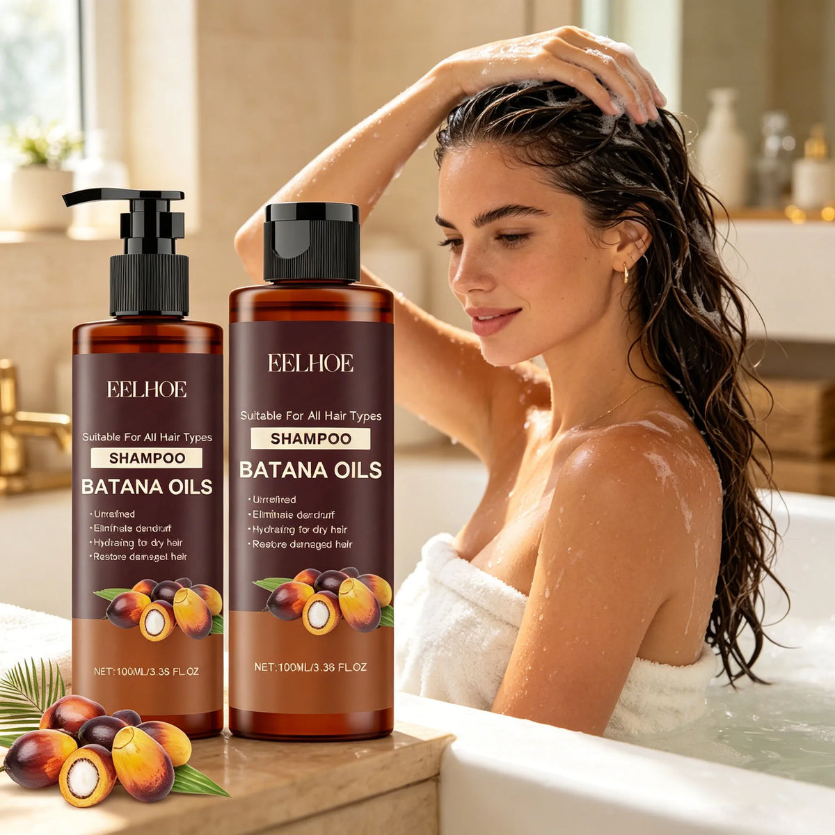 Batana Oil Shampoo Conditioner Cleaning Scalp Oil Control Anti Dandruff Smoothing Prevent Dryness Hair Care Set for Men Women