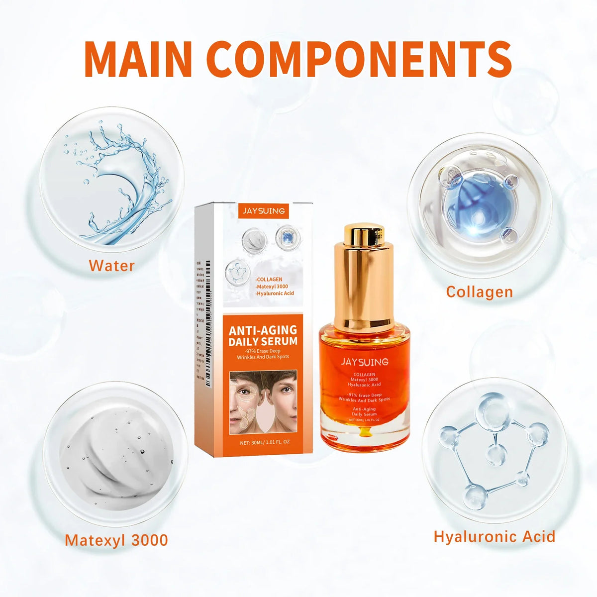 Collagen Firming Face Serum W-rinkles Removal Firming Lifting Anti A-ging Fade Fine Lines Essence Brighten Moisturizing Serum