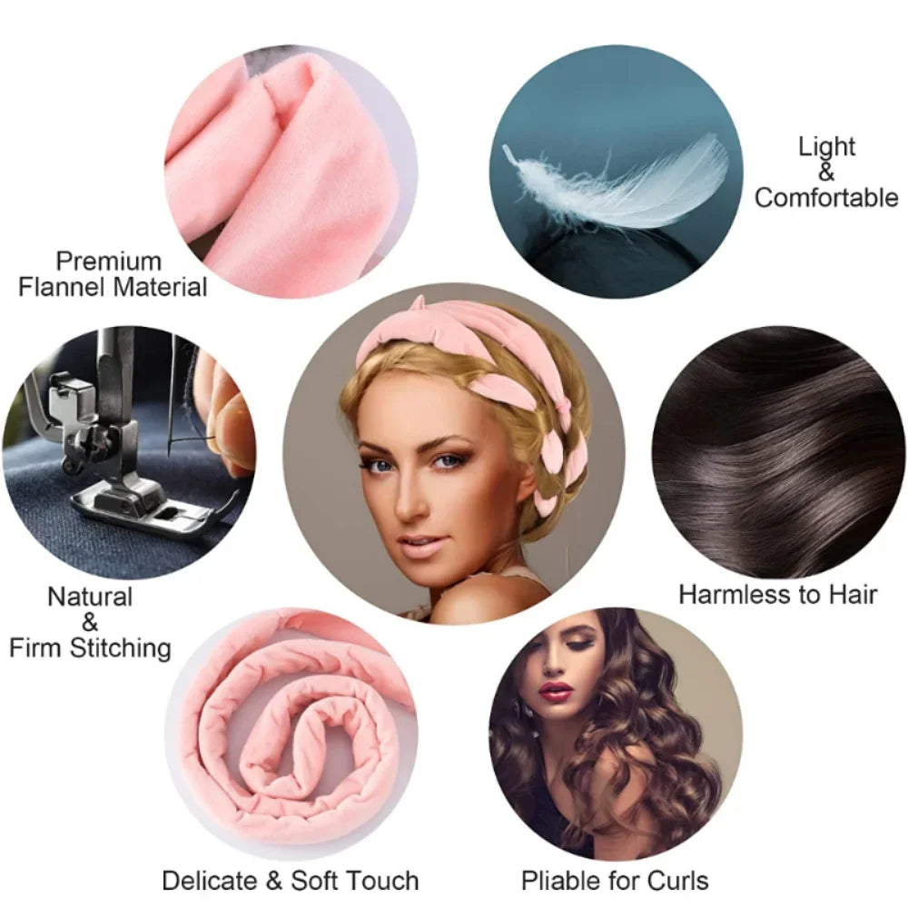 Heatless Curling Rod Headband No Heat Hair Curlers Ribbon Lazy Hair Rollers Silk Curls Sleeping Soft Headband Hair Styling Tools