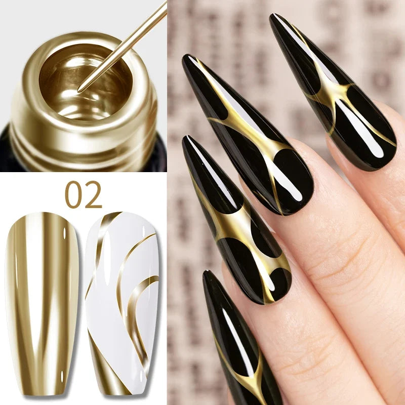 AWStorG 5ML Super Silver Metallic Gel Nail Polish Metal Effect Painting Gel Chromes Varnis Semi Permanent for Nail DIY