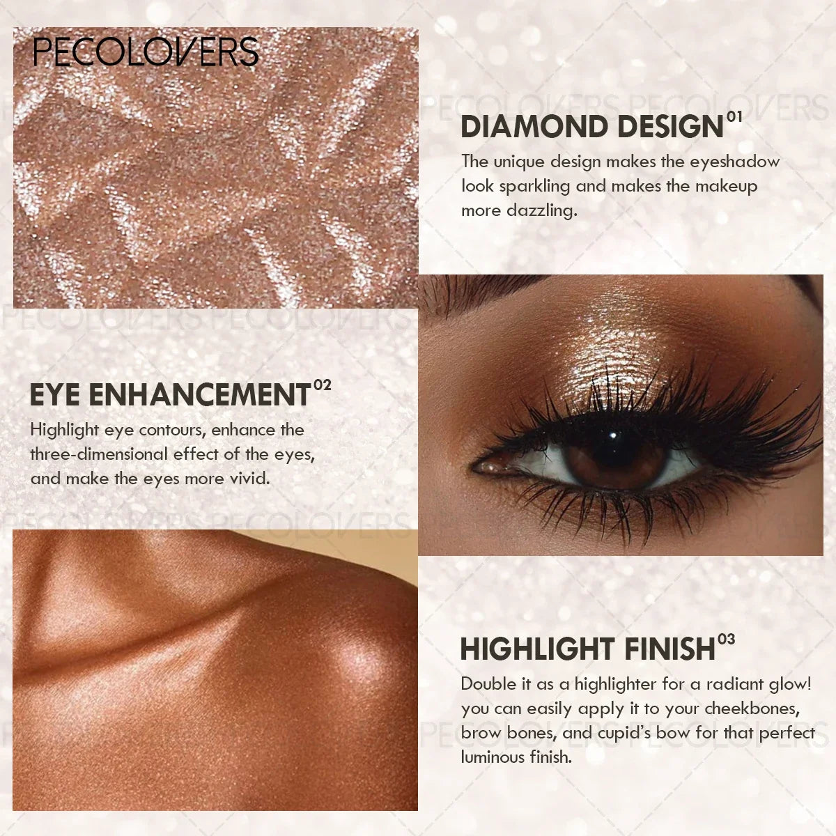 1PC Chameleon Eyeshadow Powder - Vibrant Pink Highlighter, Mashed Potato Texture, Long-Lasting Shimmer