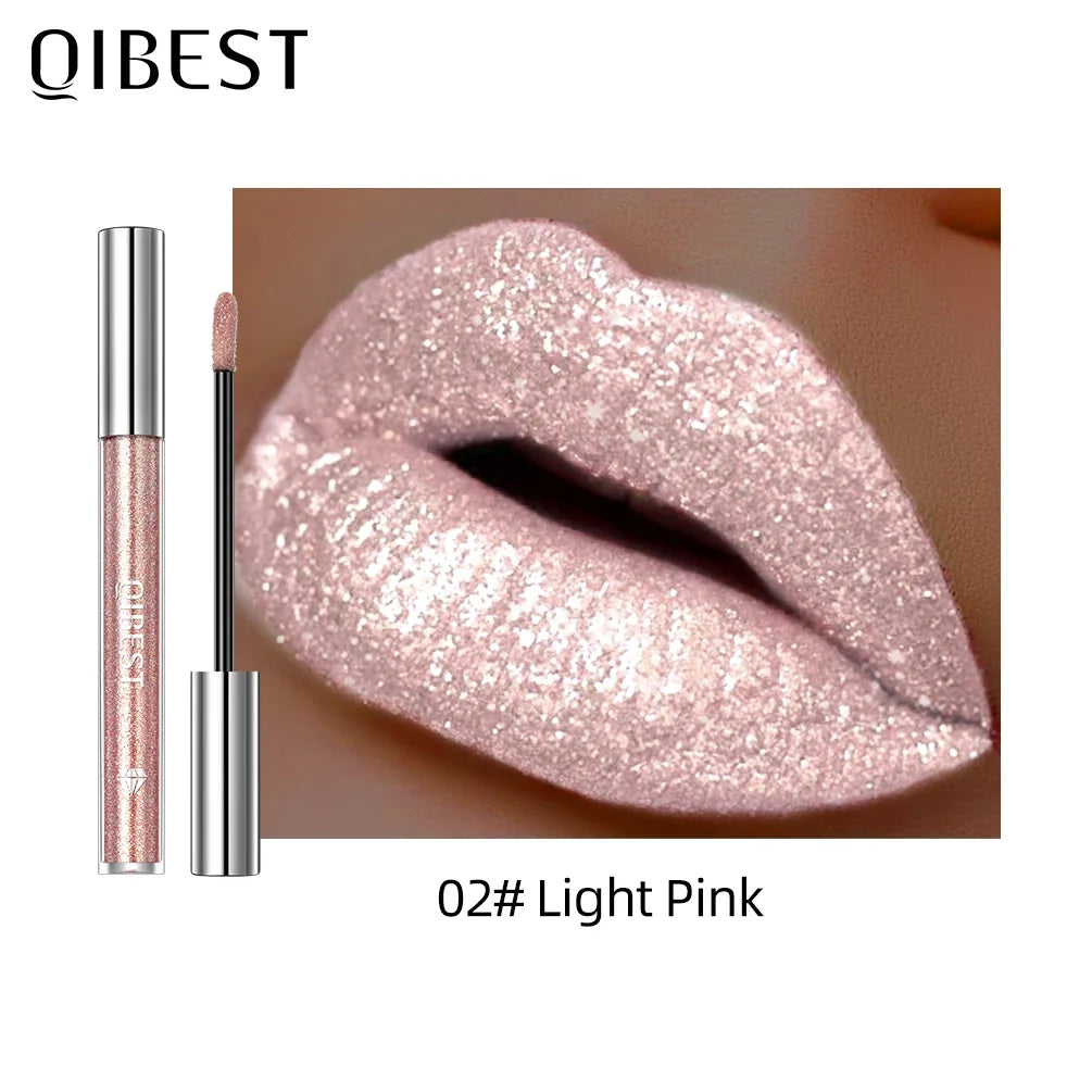 Diamond Glitter Liquid Lipstick Waterproof Long Lasting Pearl Shiny Lip Gloss Metal Charming Lip Glaze Tint Makeup For Women