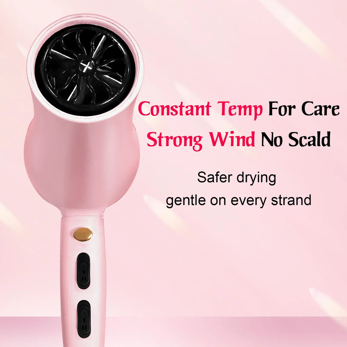 GOIPLE Blow Dryer Set with Multi-Accessories, Pink Hair Dryer with Round Brush and Attachments for All-Round Styling