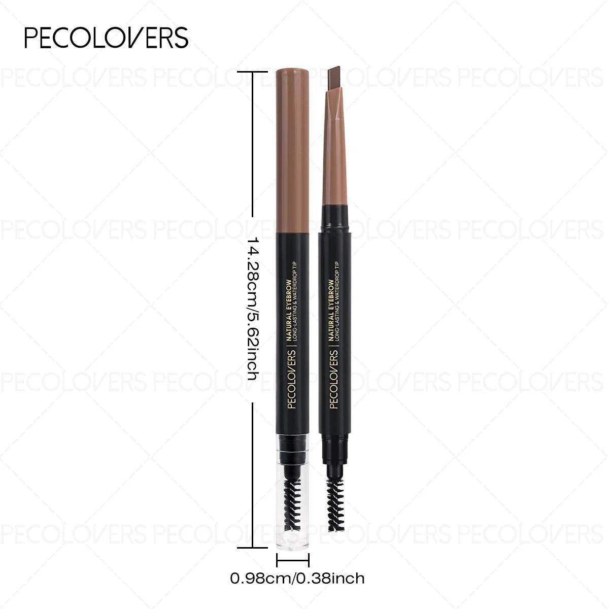 1Pc Pecolover Dual-Ended Eyebrow Pencils - Waterproof,Long-Lasting,Black, Gray, Dark Brown, Beginner-Friendly Eyebrow Pencils