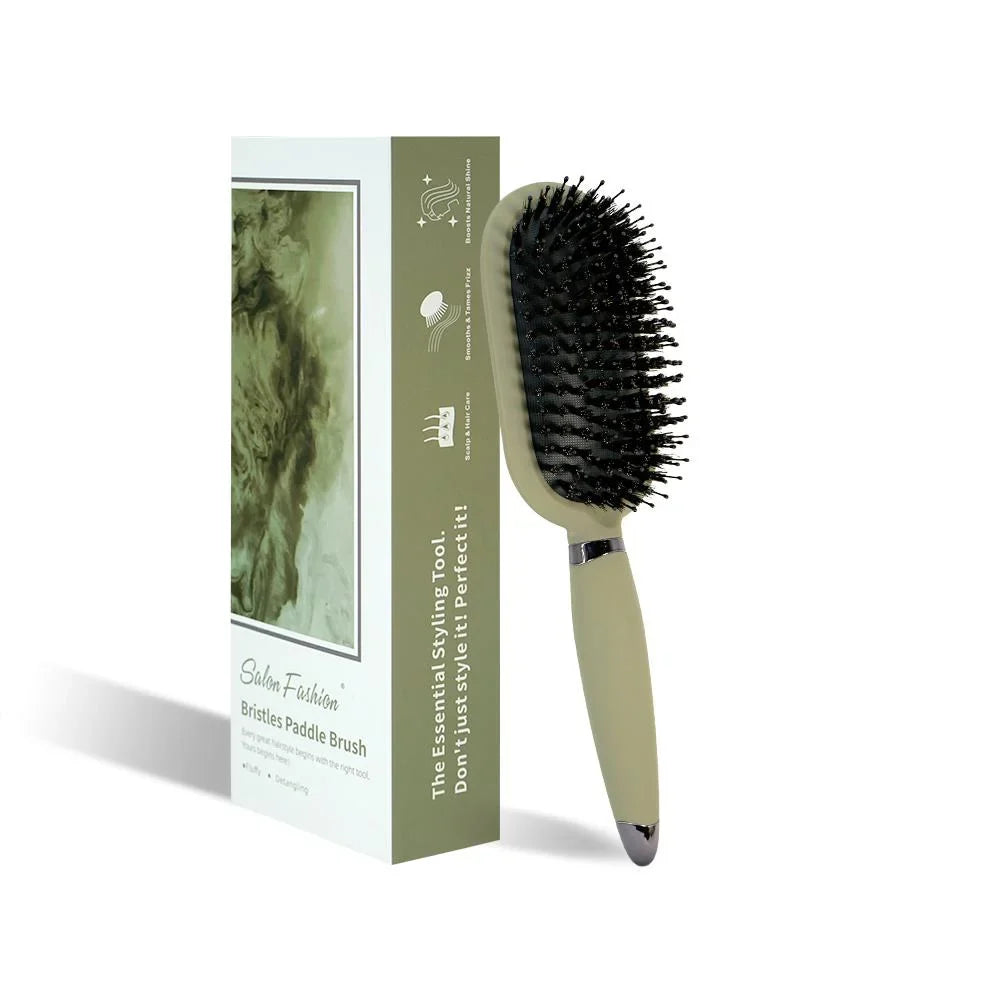 1PC Boar Bristle Detangling Hair Comb Hollow Out Hair Brush Anti-Static Scalp Massage Hairbrush Salon Styling Tools For Gifting