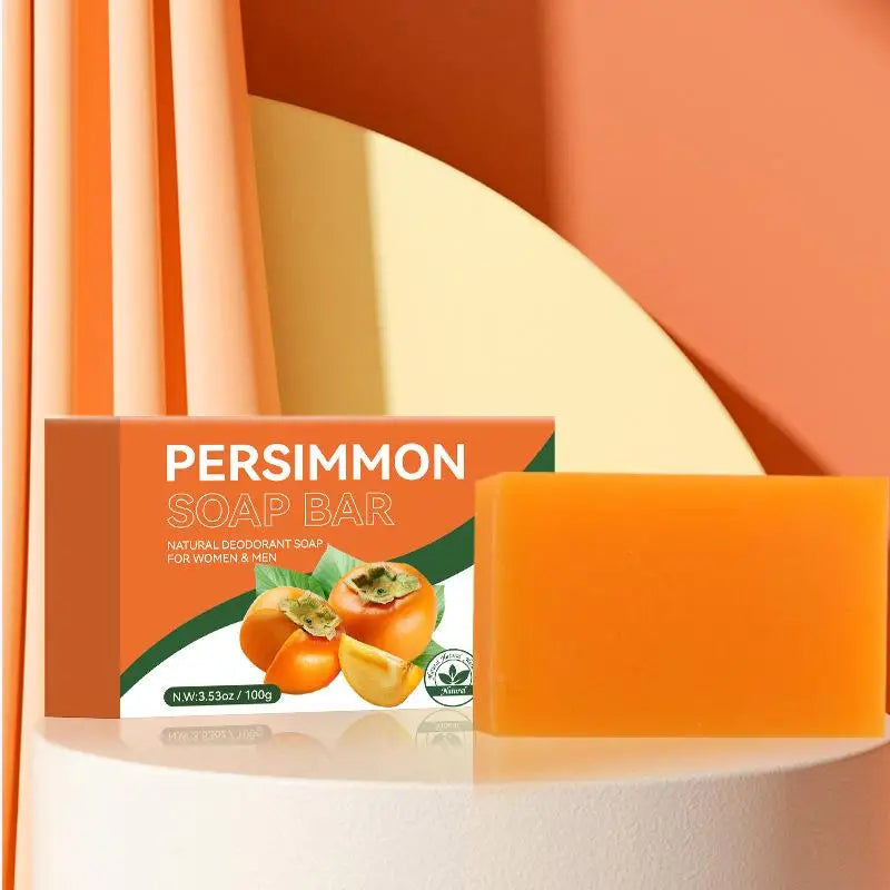 100/200G Persimmon Soap Bar for Body Odor Removal, Handmade Persimmon Green Tea Soap for Face and Body Wash Gentle Deodorant Bar