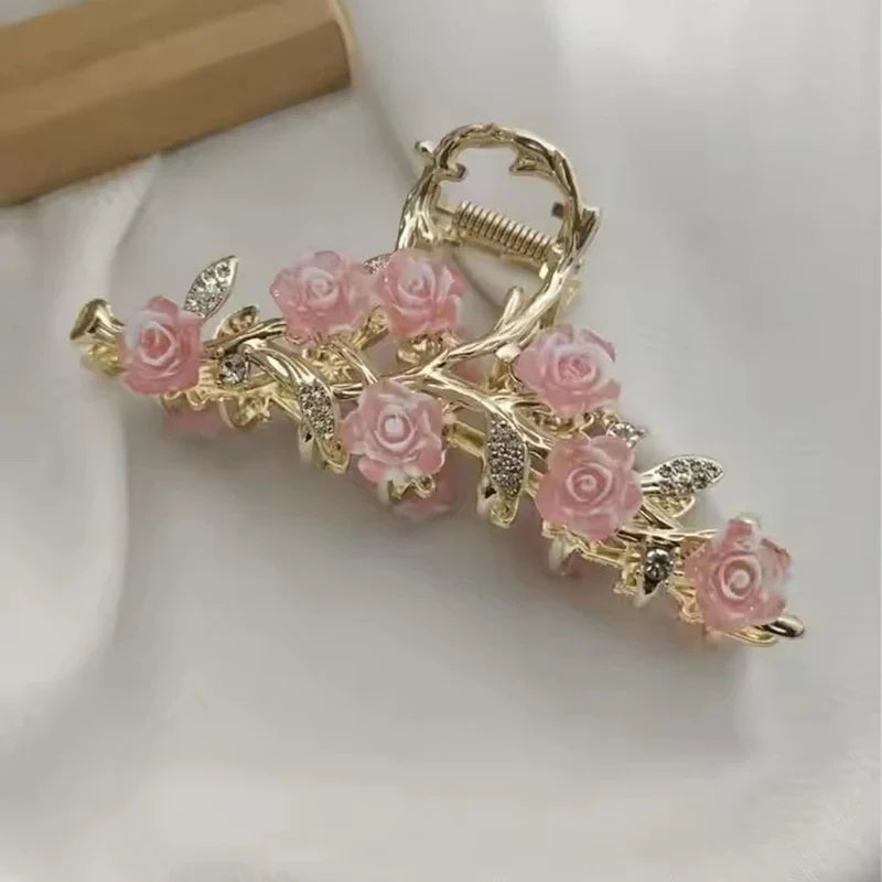 Fashion Antique Roses Hair Claw Clip for Women Stylish Hair Accessory