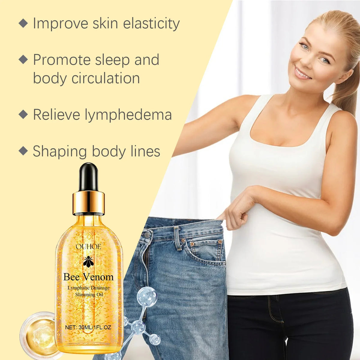 Bee Venom Slimming Oil Lymphatic Drainage Weight Loss Body Firming Tightening Hydrating Fat Burning Anti Cellulite Massage Oil
