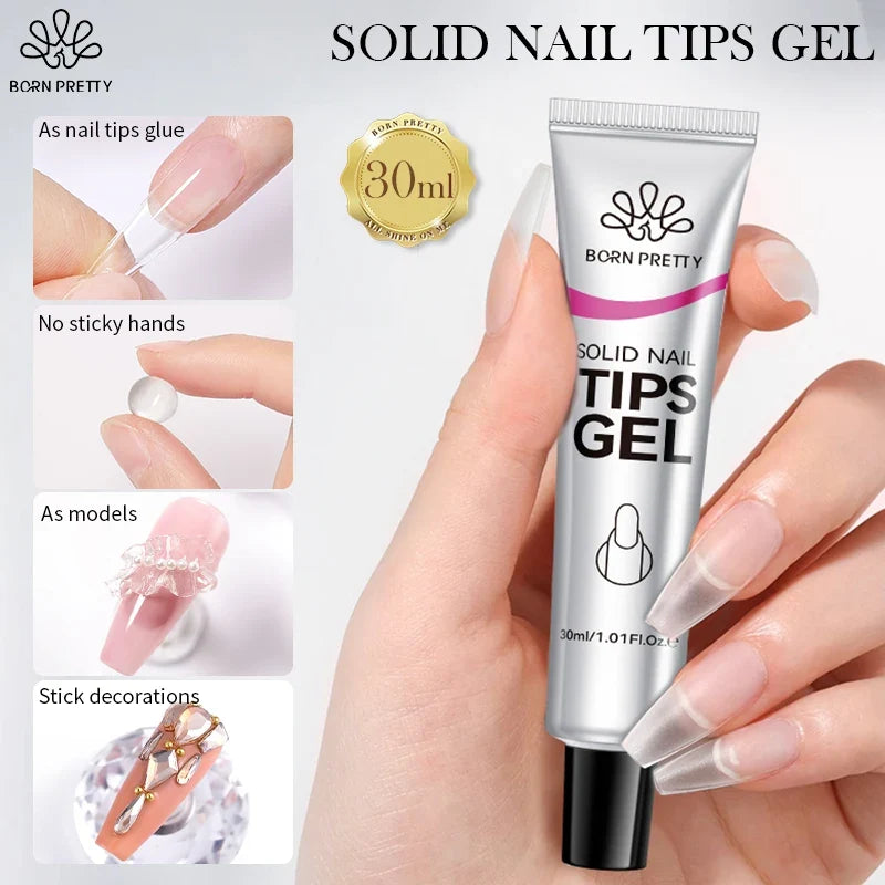 BORN PRETTY Solid Nail Glue Gel for False Nail Tips Extension3D Shaping Sculpting Carving Flower Glue for Press On Nails
