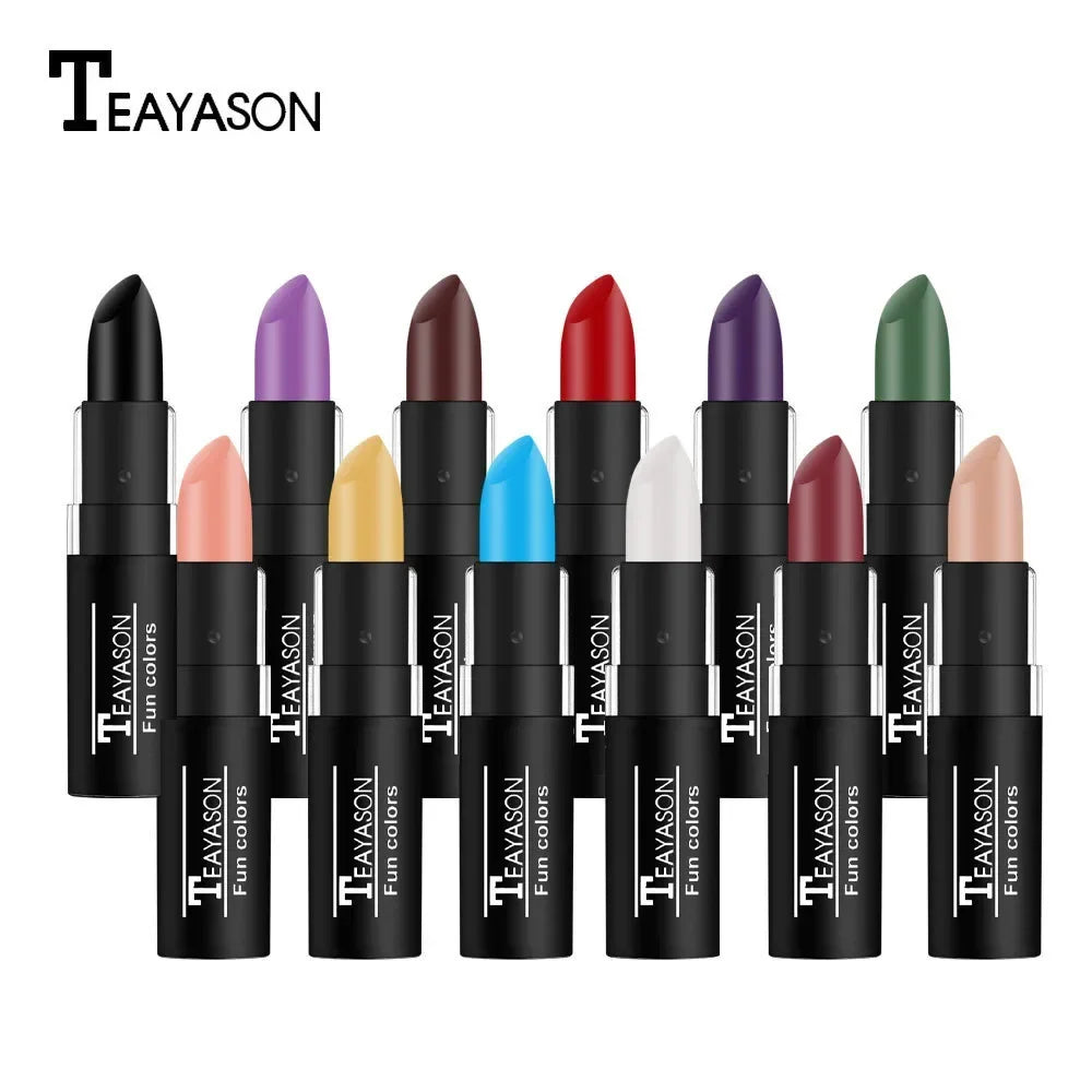 Green Purple Lipstick Christmas Halloween Party Lip Makeup Hot Sale Waterproof Velvet Matte Black White Lipstick Lasting Pigment