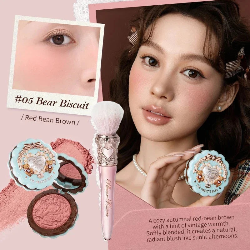 FLOWER KNOWS THE SWEETIE BEAR Blushes Silk Satin Blush Powder For Cheeks Contour Face For A Natural Matte Finish Vegan Makeup