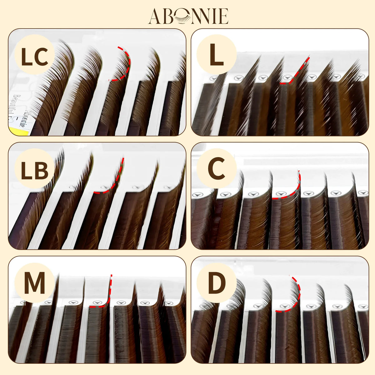 Abonnie LB Dark Brown Lashes Brown Color Classic Eyelash Extensions Foxy Eye Fluffy Individual Eyelashes