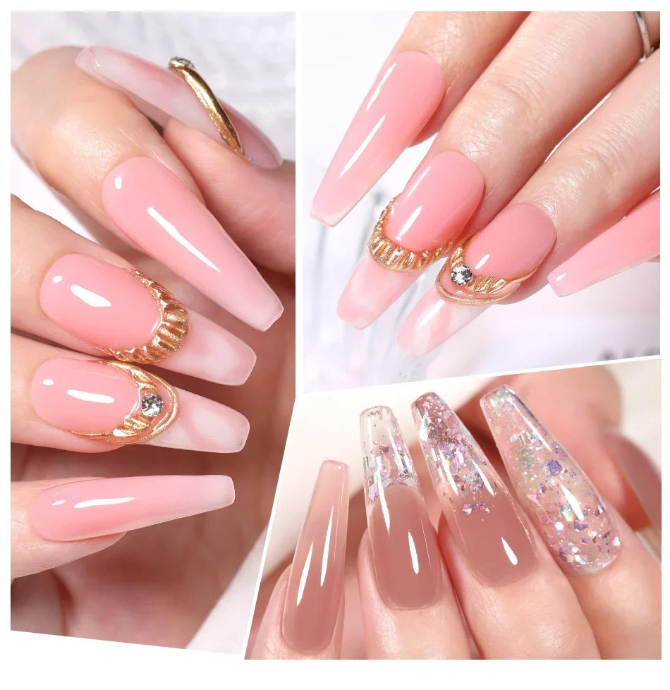 BORN PRETTY 225g Hard Gel For Nail Extension Milky White Nude Building Constructor Gel Self Leveling Reinforcement Nail Gels