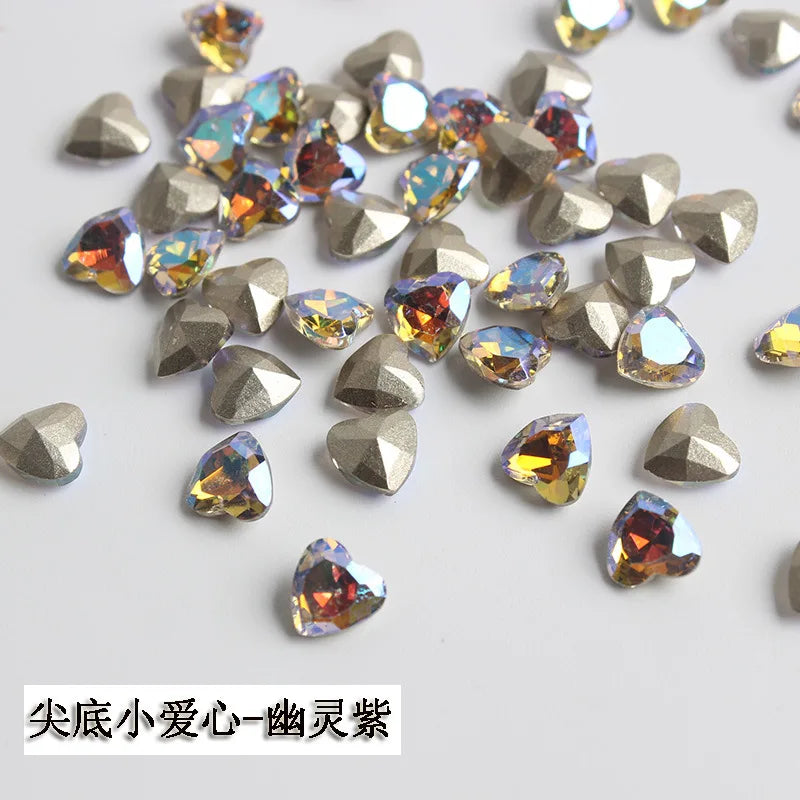 K9 100pcs 6mm Small Heart DIY for phone shell,Nail,Bag,Clothes 3D Diamond Stone Decoration Glitter Manicure Jewelry Accessories
