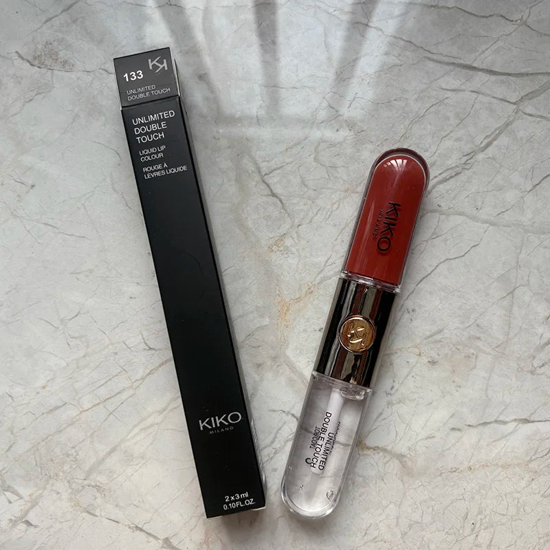 KIKO 3D Double Headed Lipstick Transparent Mirror Lip Gloss Non Fading Oil Sexy Rich Lip Gloss Milk Tea Bean Paste Naked Makeup