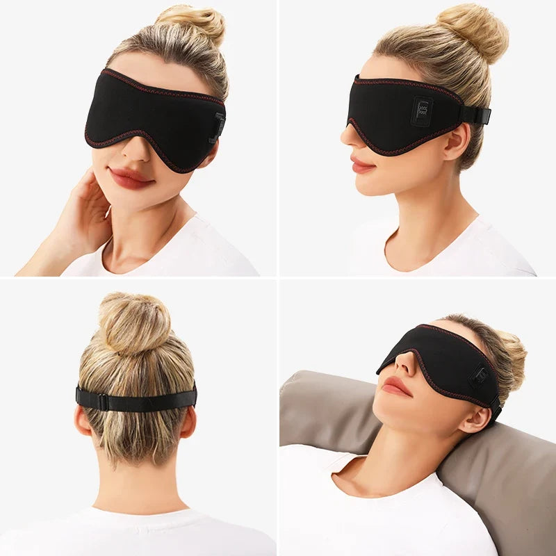 Heating Massage Eye Mask - Hot Compress Relieves Fatigue Dark Circles Aids Sleep 3 Gears Heat & Vibration (For Eye Strain)