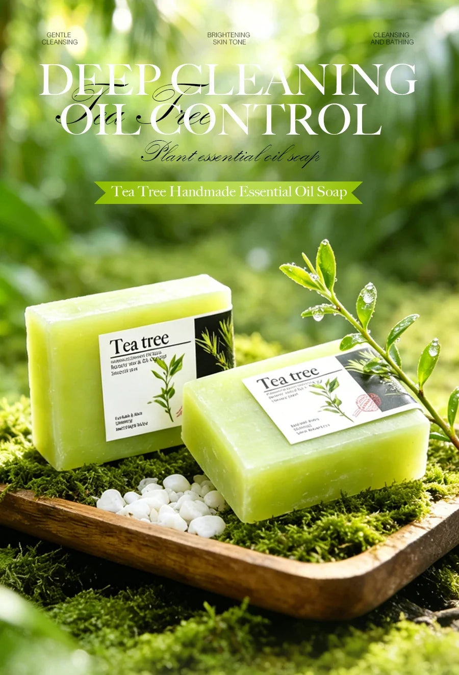100g Tea Tree Essential Oil Soap Handmade Olive Oil Soap Plant Essential Oils Whitening Basic Cleaning Features Chemical Free