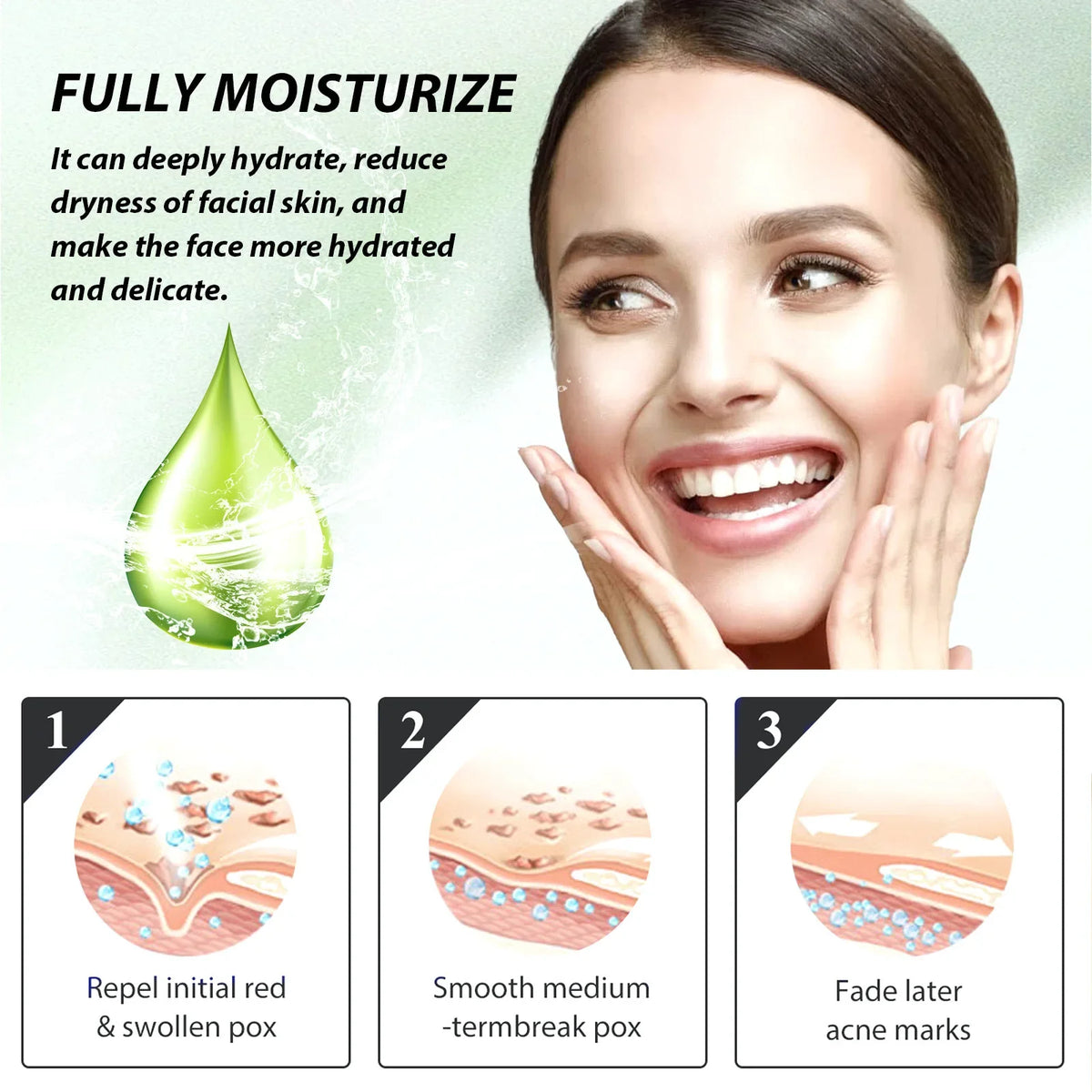 Acne Face Cream Pimple Treatment Oil Control Repair Redness Remove Blackhead Smooth Hydrating Moisturizing Pore Shrinking Serum