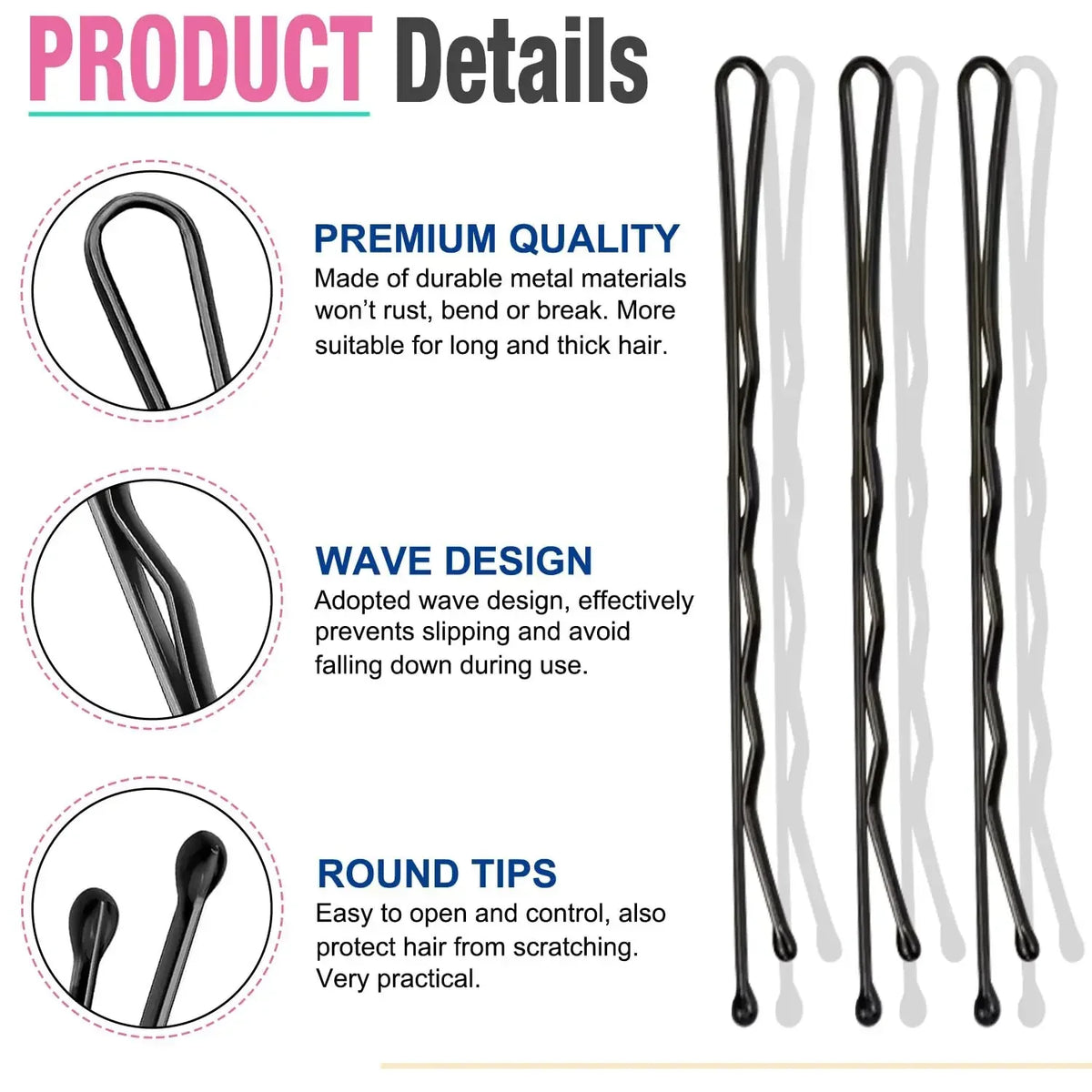 50-600pcs Black Straight Line Hair Clip U-shaped Needle Lady Hairpins Curly Wavy Grips Women Bobby Pins Styling Hair Accessories