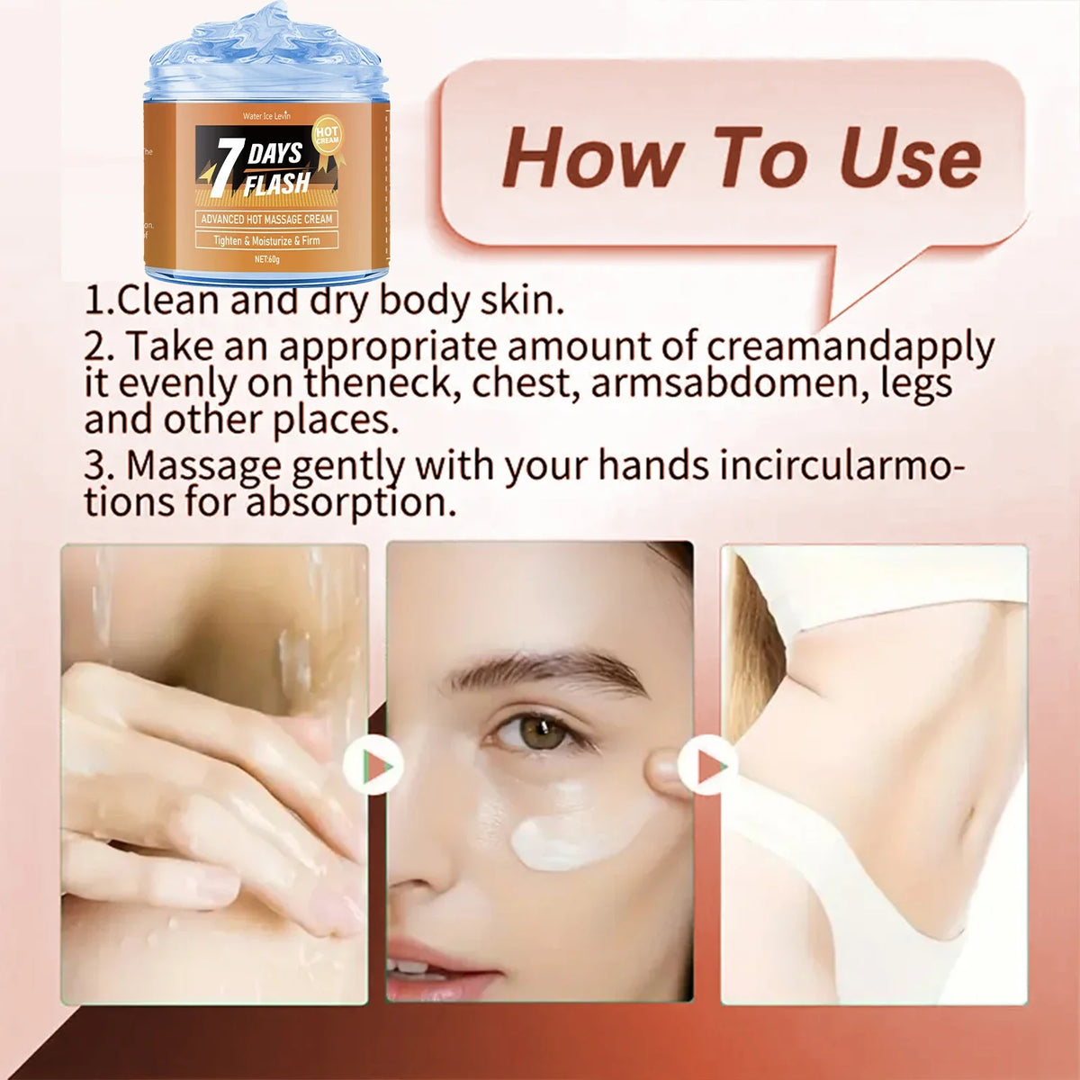 60g Moisturizing Massage Cream - Tightening and Lifting, Contains Curcumin and Plant Extracts, Suitable for Big Belly and Loose Skin Care, Arm and Leg Massage Cream