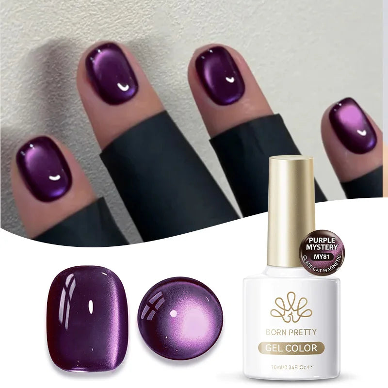 BORN PRETTY Gold Pink Cat Magnetic Gel Polish 10ml Water Light Spaking Glitter  Soak Off UV Semi Permanent Varnish Manicure