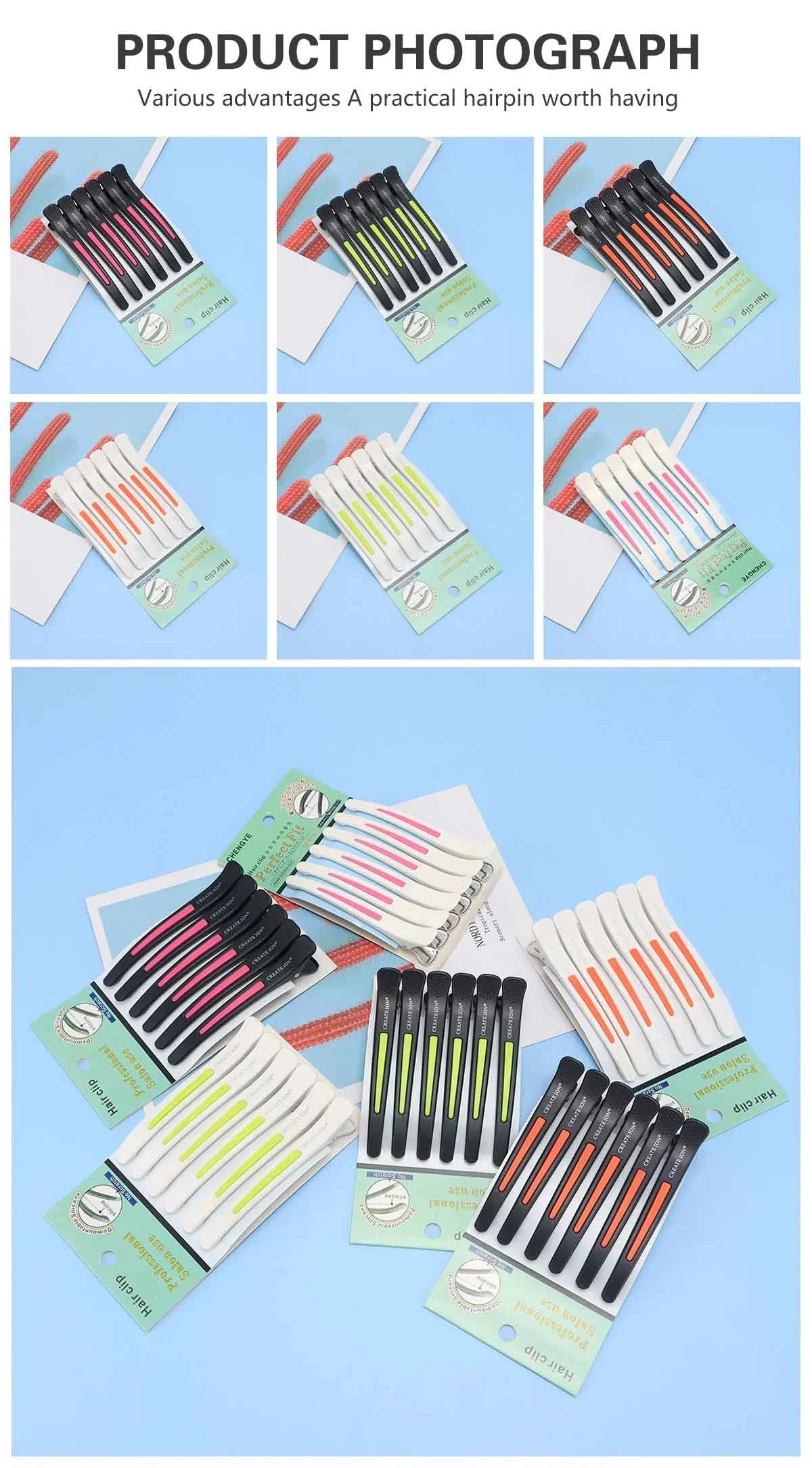 6Pcs Salon Alligator Hair Clips Traceless Hairdressing Clips Claws Section Barbershop Beauty Styling Tools Hairpin Accessories