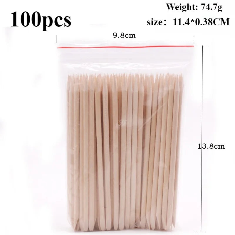 50/100/200/300pc/Set for Nail Different Sizes Orange Wood Sticks Cuticle Pusher Cuticle Remove Tool Manicure Pedicure Care Nails