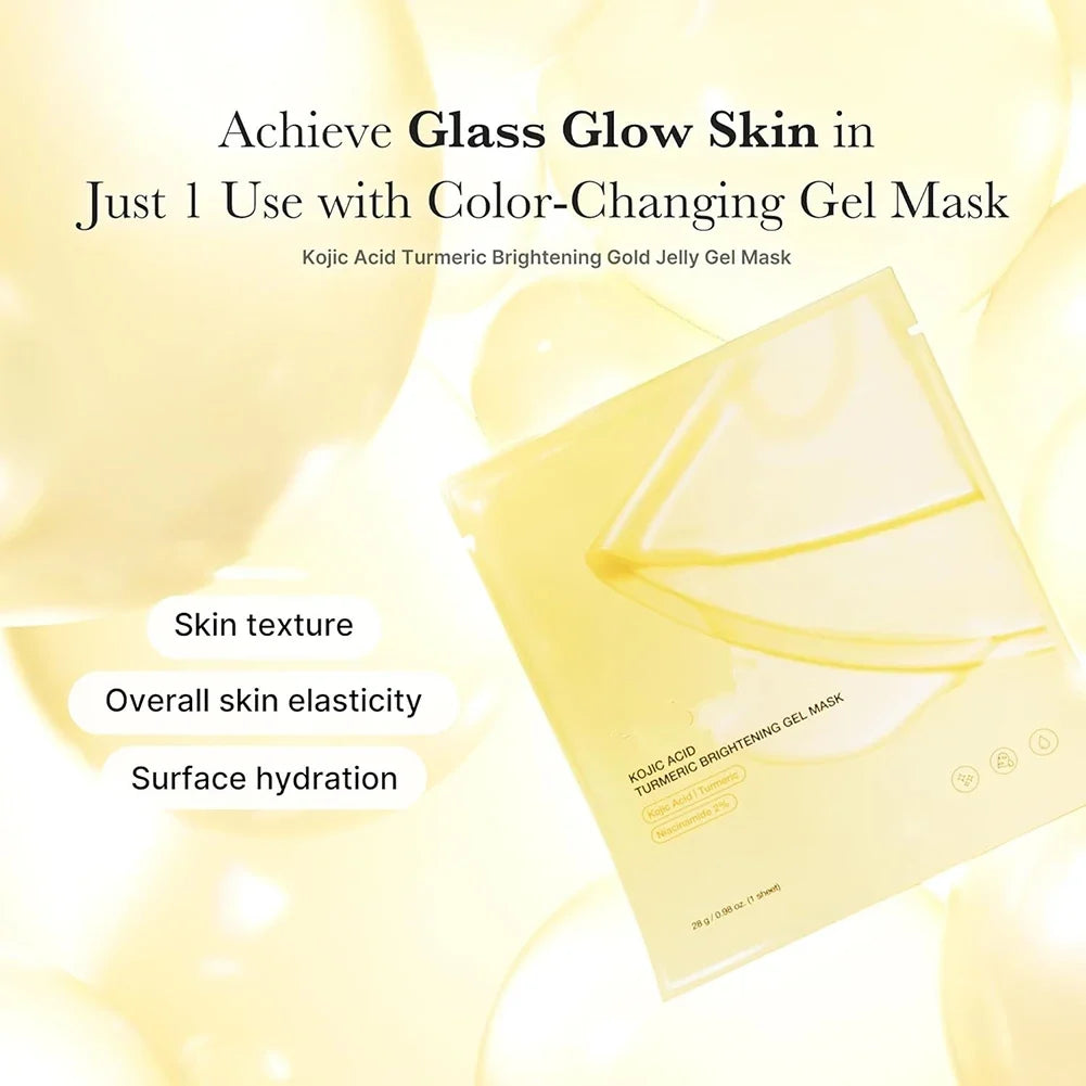 4pcs/Box Absorbable Kojic Acid Turmeric Brightening Gel Mask Collagen Moisturizing Facial Mask Retinol Anti Wrinke Firming Mask