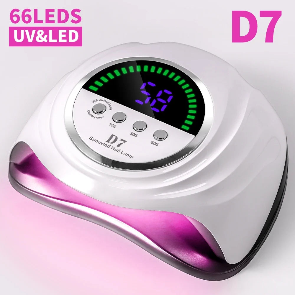 66 LED Professional Nail Drying Lamp with Auto Sensor Smart Drying Nail Gel Polish UV Lamp Removable Base Nail Salon Tool