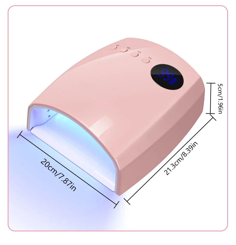54W Cordless UV LED Nail Lamp with 30 Beads Rechargeable Professional Nail Dryer with 3 Timer Settings for Home and Salon Use
