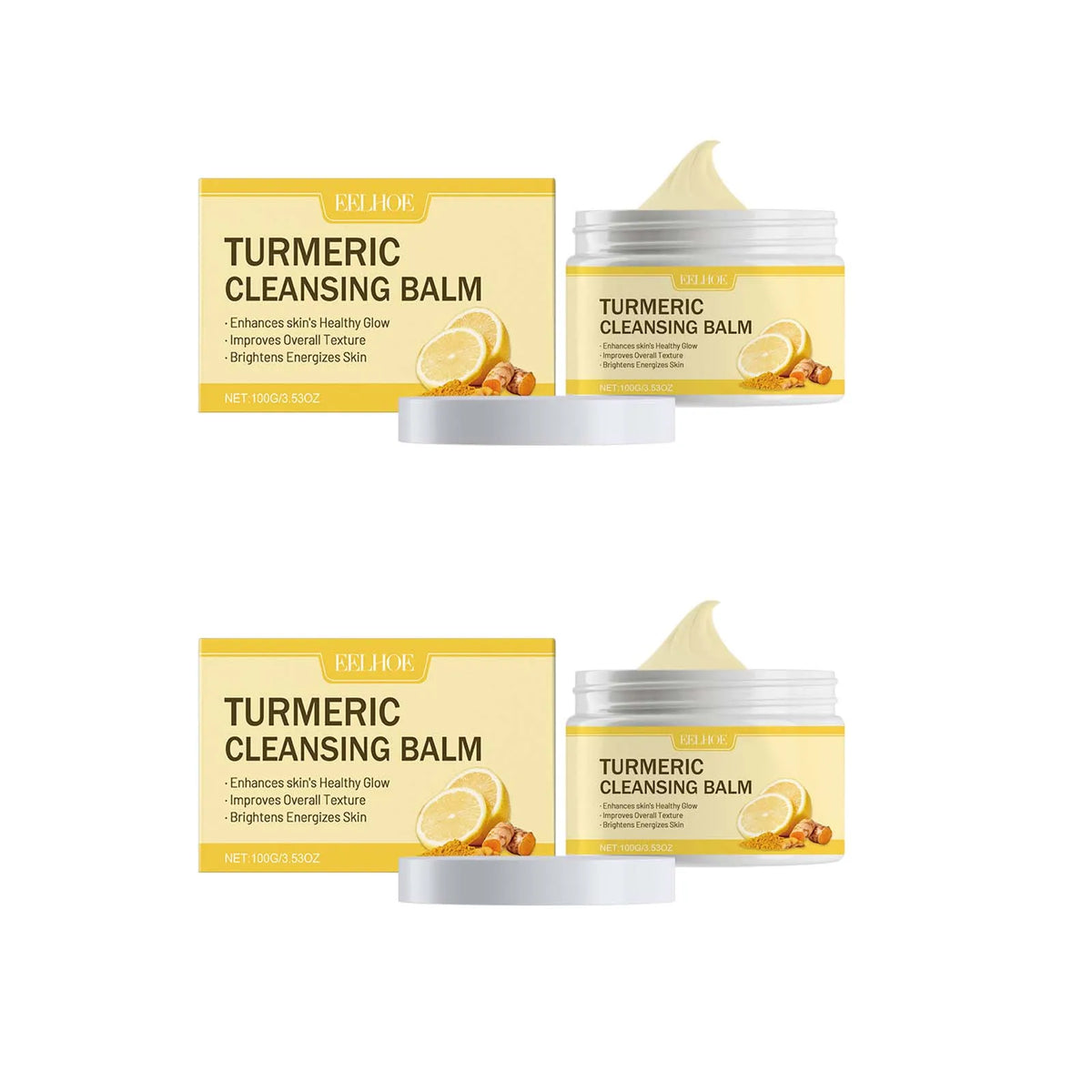 Ginger Lemon Makeup Remover Cleansing Facial Non-Tightening Gentle Makeup Face Eye Lip Makeup Remover Turmeric Cleansing Balm