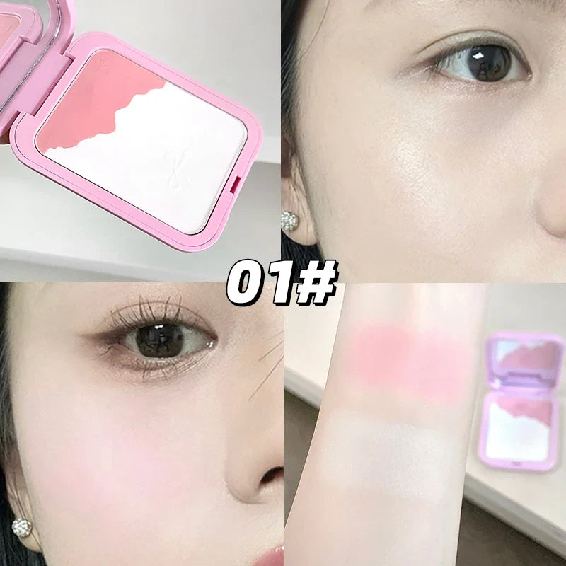 Gege Bear 2-in-1 Highlighter Blush Powder With a Powder Puff Multi-functional Makeup Brightening Natural Matte Makeup