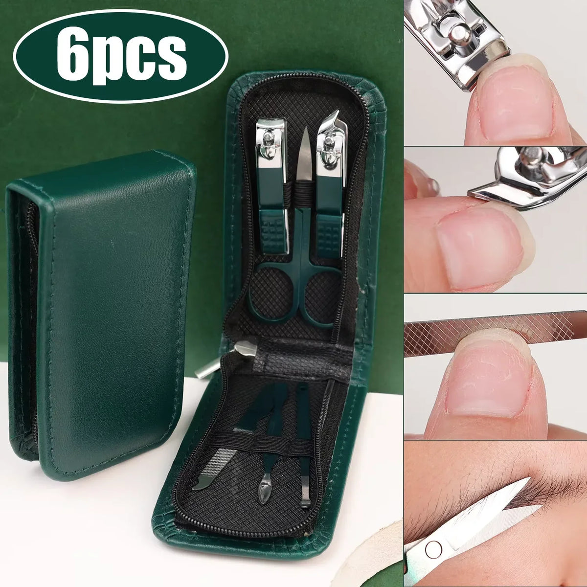 6-Piece Nail Care Set - High End Nail Scissors & Clippers for Men & Women, Portable Manicure Kit with Pouch