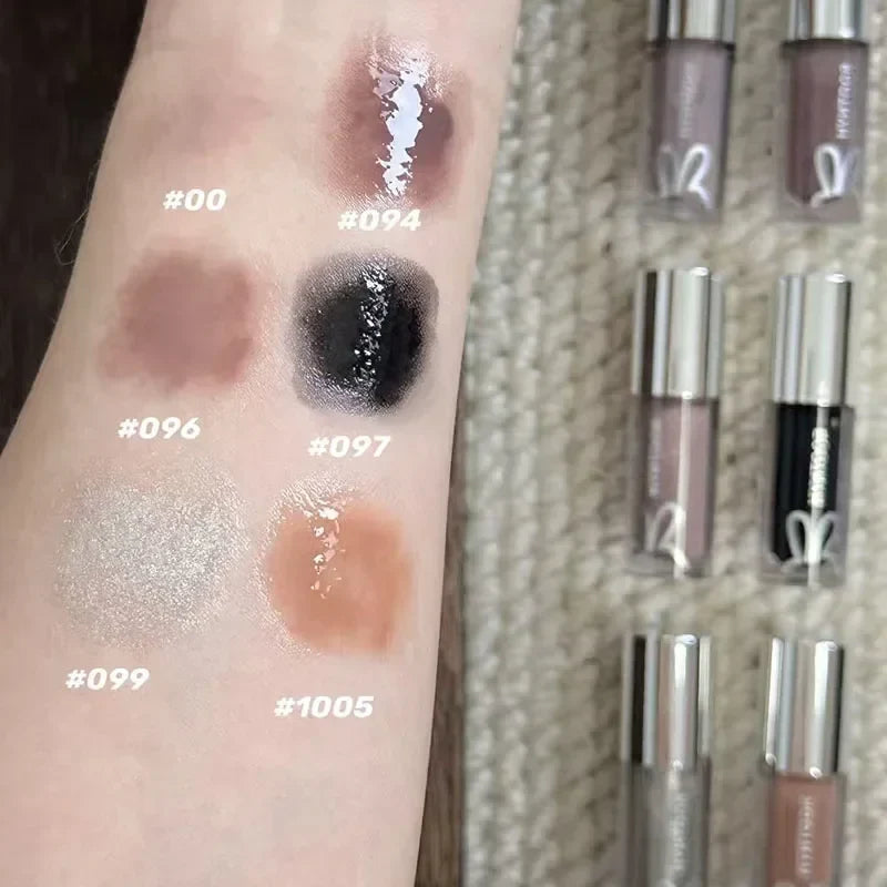 HYNTOOR Mirror Moist Lip Gloss Gothic Pure Black Silver Fine Flash Low Saturation Lasting Makeup Halloween Makeup