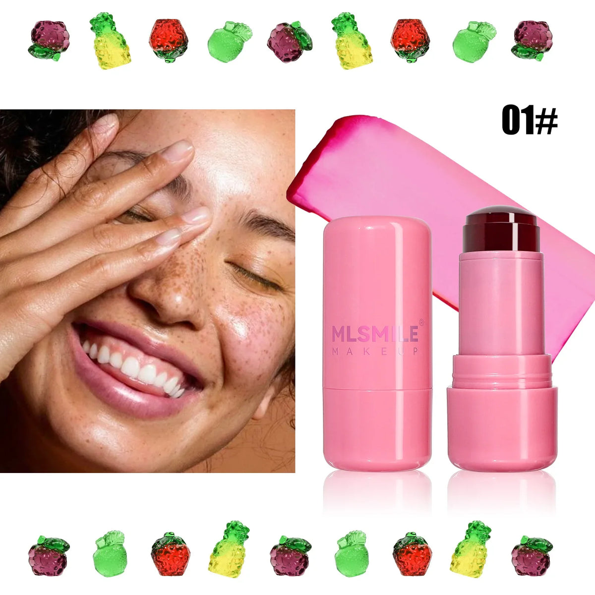 3-in-1 Jelly Powder Blusher Moisturized Long Lasting Matte 4 Color Facial Contour Rouge Brighten Lip Tin Makeup Stick