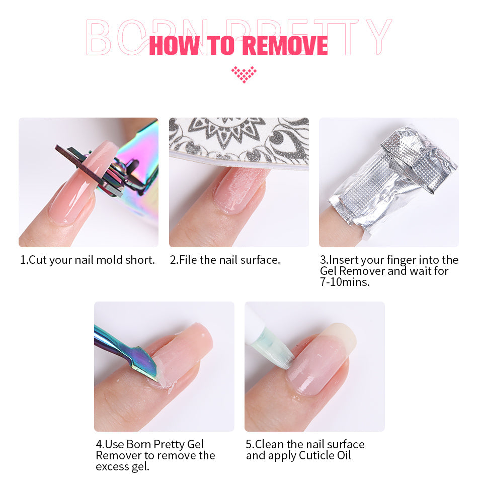 BORN PRETTY 30ml Acrylic Gel For Nail Extension Nude Clear White Color Quick Building Prolong Manicure Nail Art Hard Gel Varnish