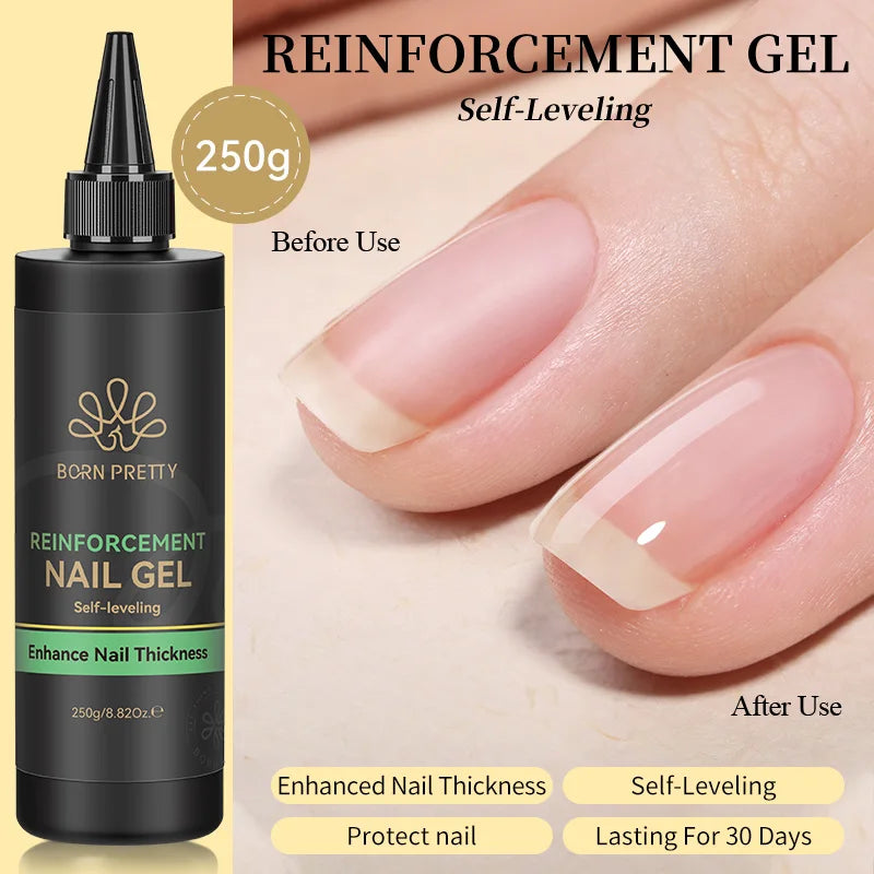 BORN PRETTY 250g Rubber Base Gel Refilled Package Jelly Milky White Nude Semi-Permanent Soak Off Self Leveling Construction Gel