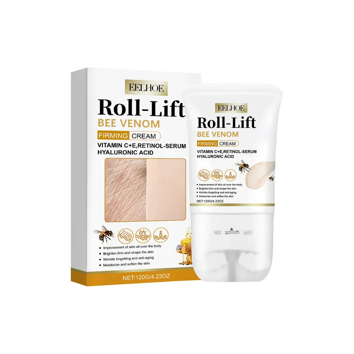 EELHOE Bee Venom Roller Cream Anti-Cellulite Body Massager Moisturizing Body Care Wrinkles Remover Firming Skin Tightening Cream