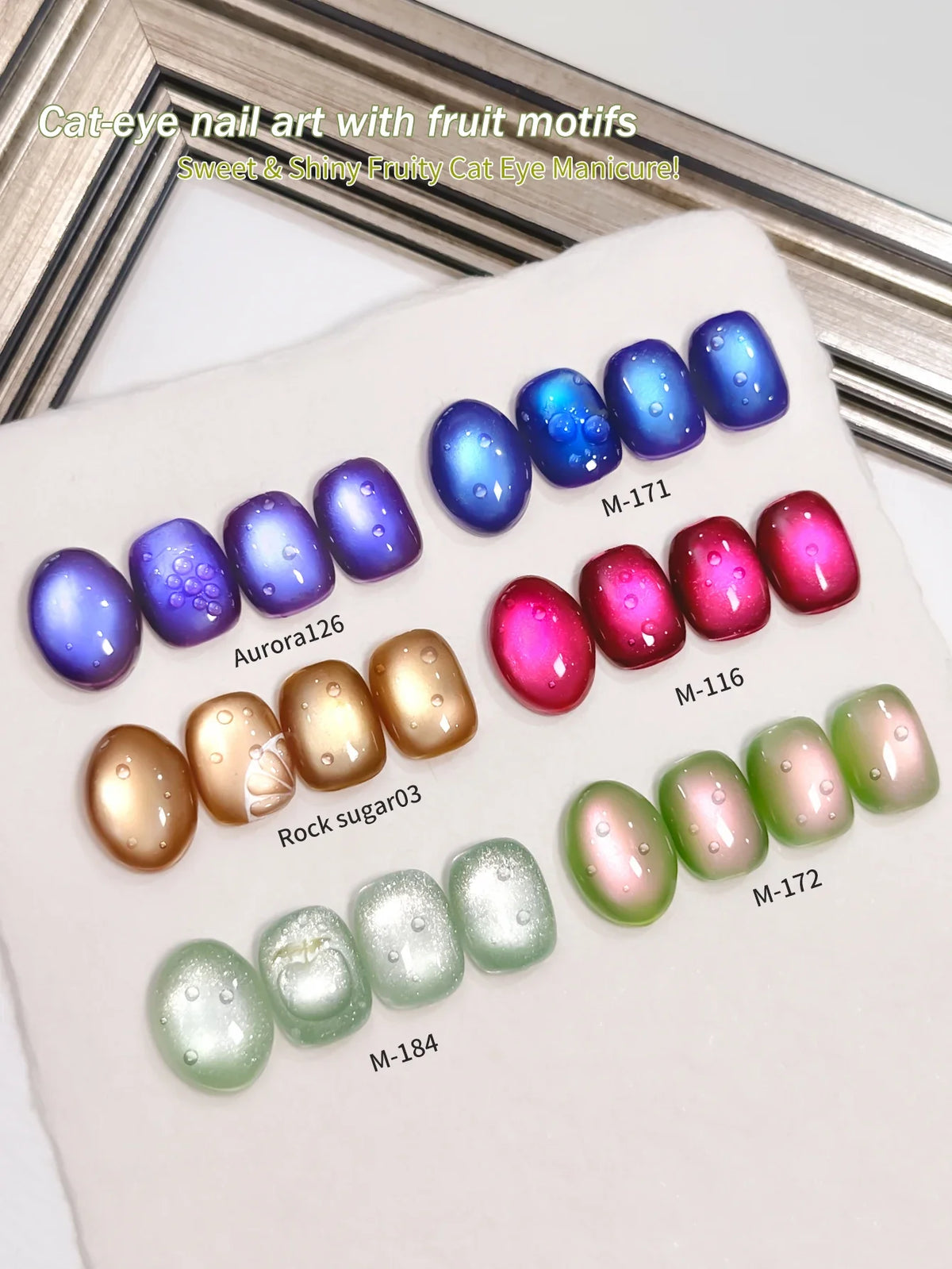 6pcs cat eye nail polish gel 2025 new style Blue Pink cat eye nail art suitable for women's nail salon design