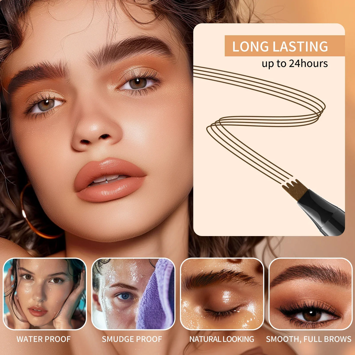 4 Point Eyebrow Pencil Waterproof Liquid Eyebrow Pen Makeup Long Lasting Cosmetic Microblade Brow Pencil