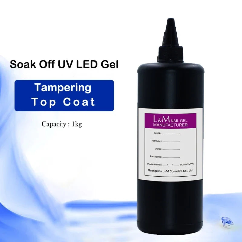 1KG No Wipe Top Coat UV Base Gel Polish 1000ml Matte Top Coat Reinforce Gel Long Lasting Shinning Soak Off UV LED Nail Varnish